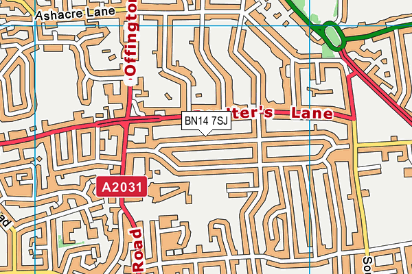 BN14 7SJ map - OS VectorMap District (Ordnance Survey)