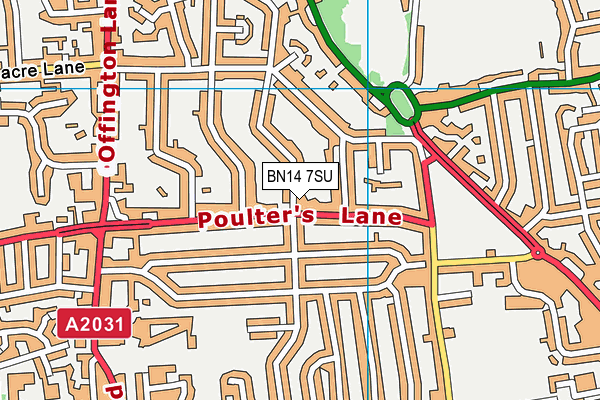 BN14 7SU map - OS VectorMap District (Ordnance Survey)
