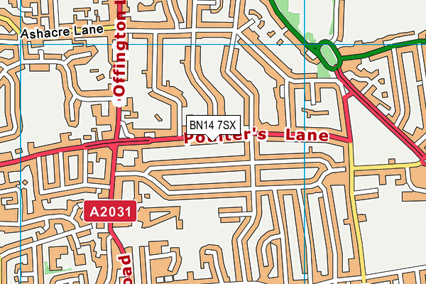 BN14 7SX map - OS VectorMap District (Ordnance Survey)