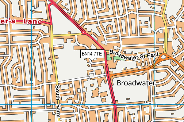 BN14 7TE map - OS VectorMap District (Ordnance Survey)