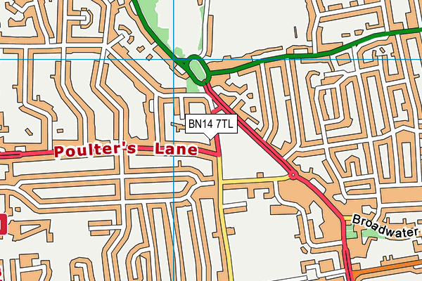 BN14 7TL map - OS VectorMap District (Ordnance Survey)