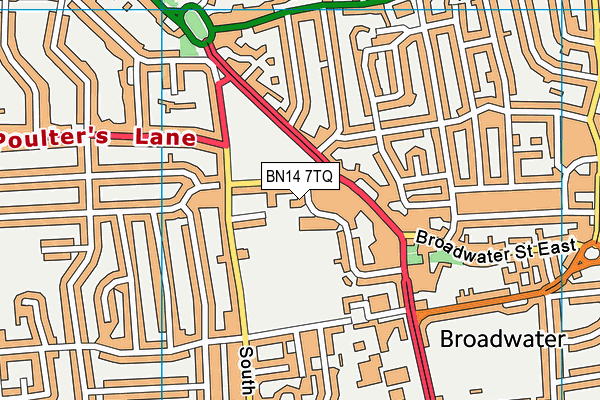 Broadwater Primary School map (BN14 7TQ) - OS VectorMap District (Ordnance Survey)