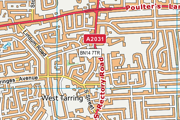 BN14 7TR map - OS VectorMap District (Ordnance Survey)