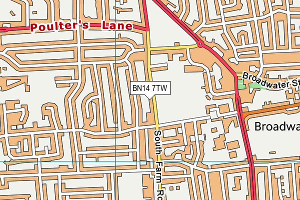 BN14 7TW map - OS VectorMap District (Ordnance Survey)