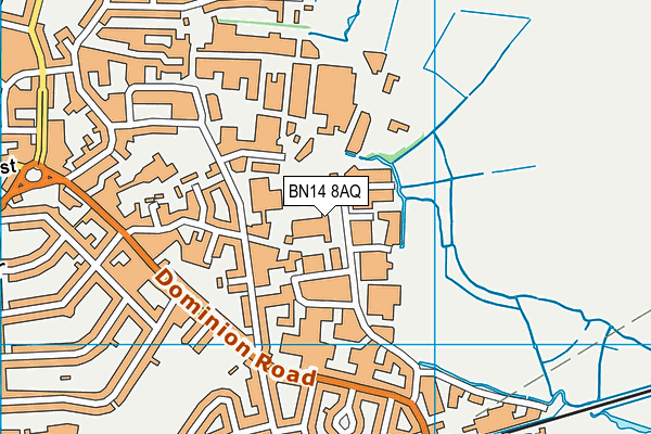 BN14 8AQ map - OS VectorMap District (Ordnance Survey)