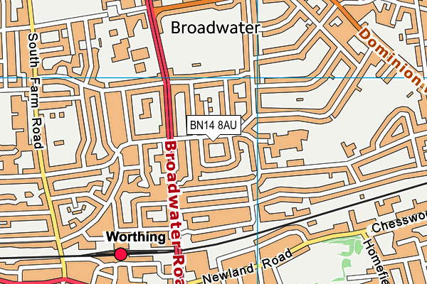 BN14 8AU map - OS VectorMap District (Ordnance Survey)