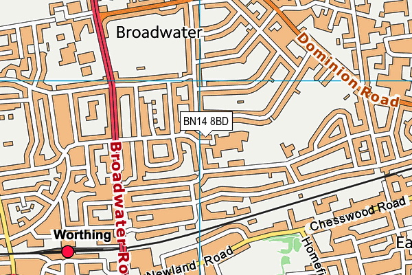 BN14 8BD map - OS VectorMap District (Ordnance Survey)