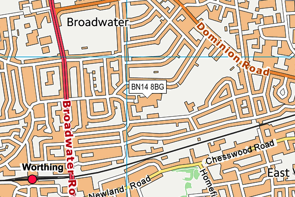 BN14 8BG map - OS VectorMap District (Ordnance Survey)