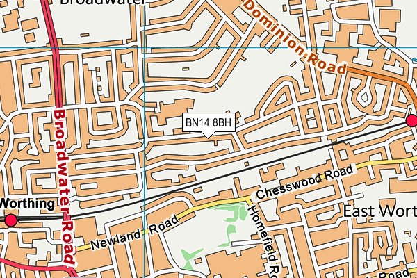 BN14 8BH map - OS VectorMap District (Ordnance Survey)