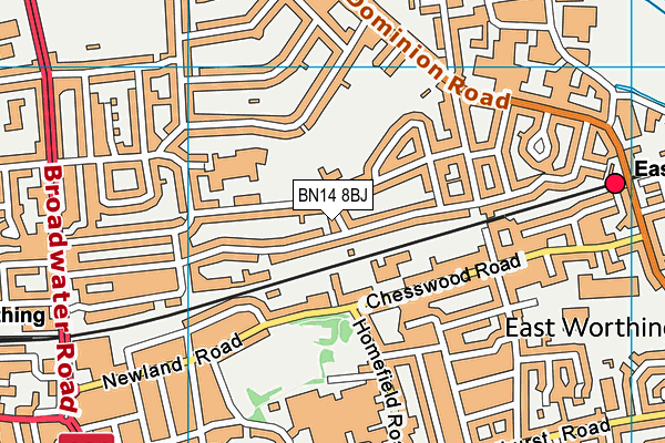 BN14 8BJ map - OS VectorMap District (Ordnance Survey)