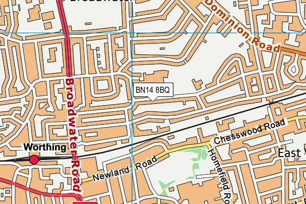 BN14 8BQ map - OS VectorMap District (Ordnance Survey)