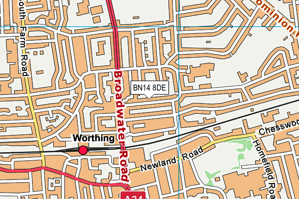 BN14 8DE map - OS VectorMap District (Ordnance Survey)