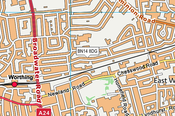 BN14 8DG map - OS VectorMap District (Ordnance Survey)