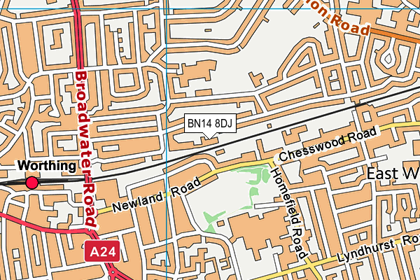 BN14 8DJ map - OS VectorMap District (Ordnance Survey)