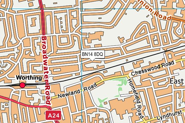 BN14 8DQ map - OS VectorMap District (Ordnance Survey)
