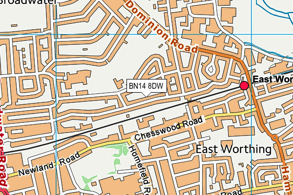 BN14 8DW map - OS VectorMap District (Ordnance Survey)