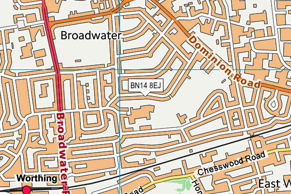 BN14 8EJ map - OS VectorMap District (Ordnance Survey)