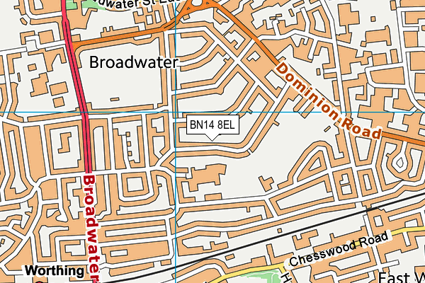 BN14 8EL map - OS VectorMap District (Ordnance Survey)