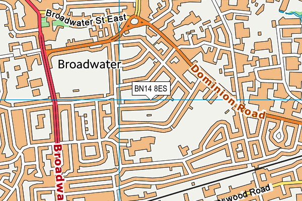 BN14 8ES map - OS VectorMap District (Ordnance Survey)