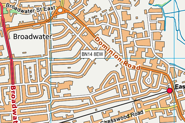 BN14 8EW map - OS VectorMap District (Ordnance Survey)