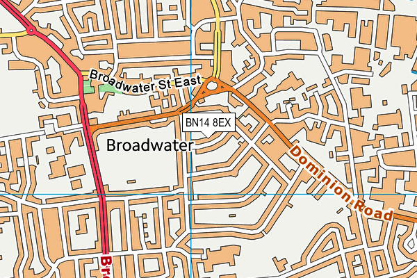 BN14 8EX map - OS VectorMap District (Ordnance Survey)