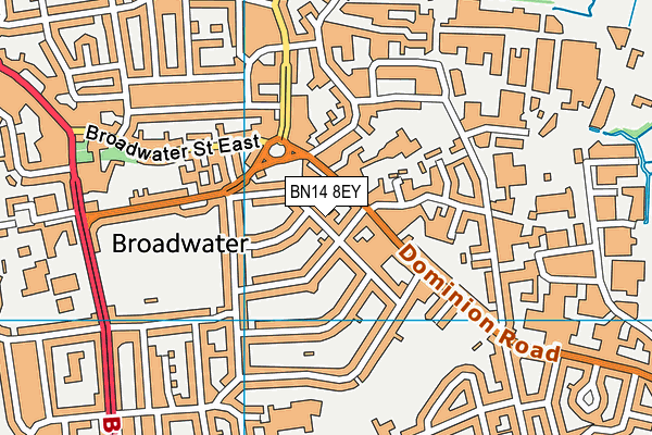 BN14 8EY map - OS VectorMap District (Ordnance Survey)