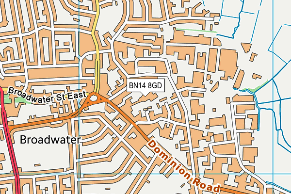 Downsbrook Primary School map (BN14 8GD) - OS VectorMap District (Ordnance Survey)