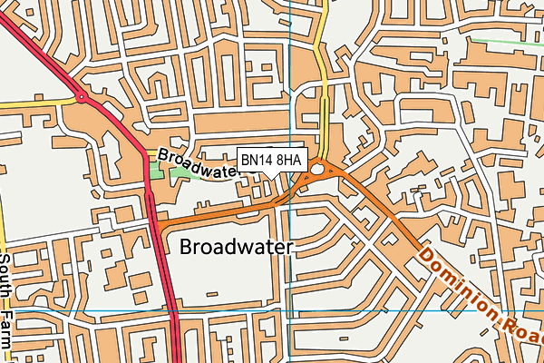 BN14 8HA map - OS VectorMap District (Ordnance Survey)