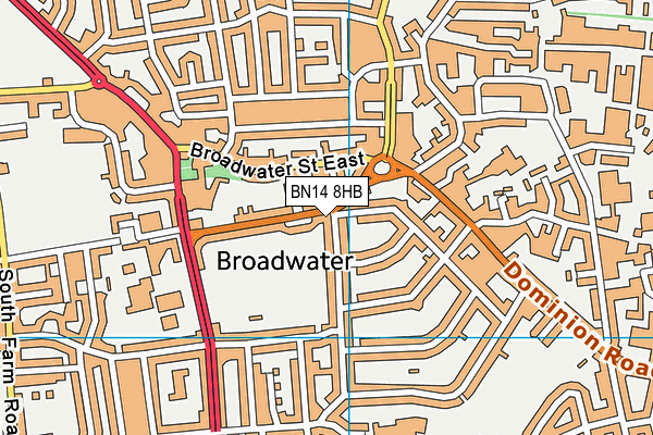 BN14 8HB map - OS VectorMap District (Ordnance Survey)