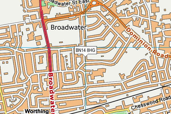 BN14 8HG map - OS VectorMap District (Ordnance Survey)