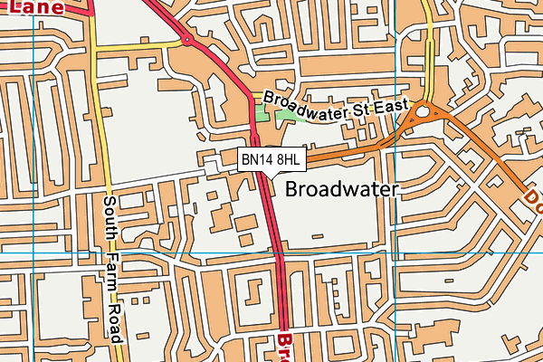 BN14 8HL map - OS VectorMap District (Ordnance Survey)