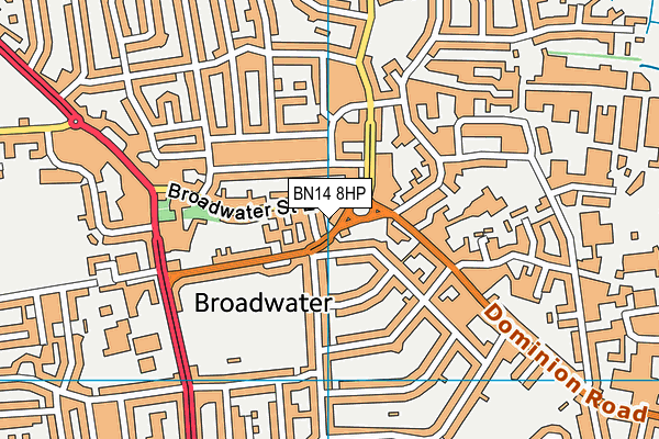BN14 8HP map - OS VectorMap District (Ordnance Survey)