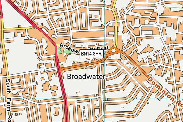 BN14 8HR map - OS VectorMap District (Ordnance Survey)