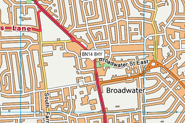 BN14 8HY map - OS VectorMap District (Ordnance Survey)