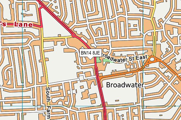 BN14 8JE map - OS VectorMap District (Ordnance Survey)