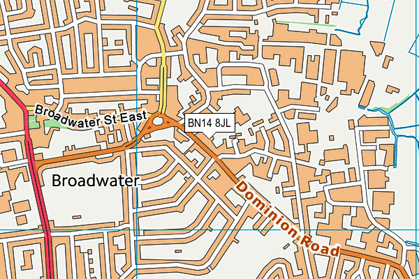 BN14 8JL map - OS VectorMap District (Ordnance Survey)