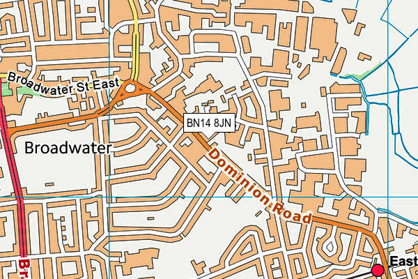 BN14 8JN map - OS VectorMap District (Ordnance Survey)