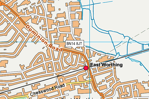BN14 8JT map - OS VectorMap District (Ordnance Survey)