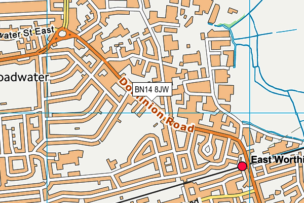 BN14 8JW map - OS VectorMap District (Ordnance Survey)