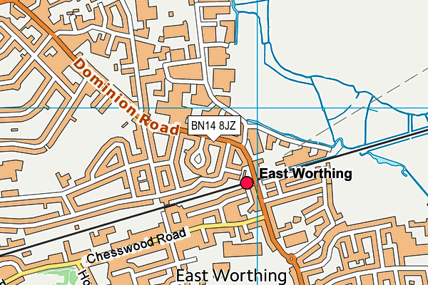 BN14 8JZ map - OS VectorMap District (Ordnance Survey)