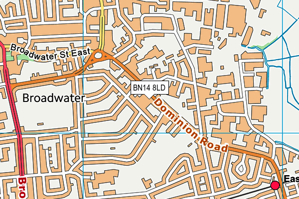 BN14 8LD map - OS VectorMap District (Ordnance Survey)
