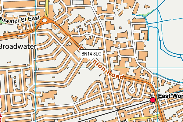 BN14 8LG map - OS VectorMap District (Ordnance Survey)