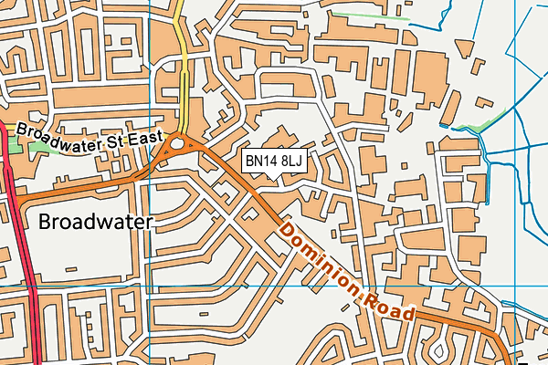 BN14 8LJ map - OS VectorMap District (Ordnance Survey)
