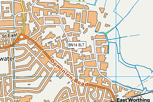 BN14 8LT map - OS VectorMap District (Ordnance Survey)
