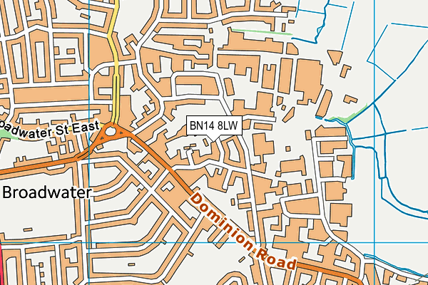 BN14 8LW map - OS VectorMap District (Ordnance Survey)