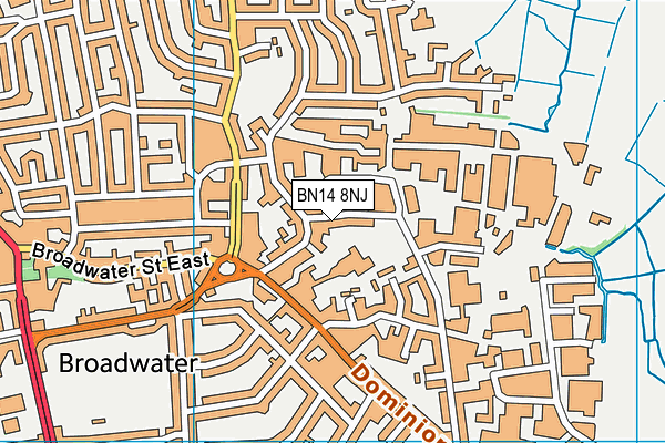 BN14 8NJ map - OS VectorMap District (Ordnance Survey)