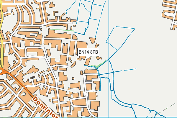 BN14 8PB map - OS VectorMap District (Ordnance Survey)