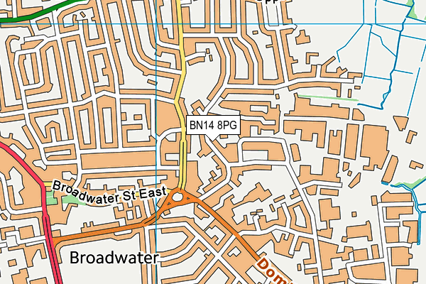 BN14 8PG map - OS VectorMap District (Ordnance Survey)