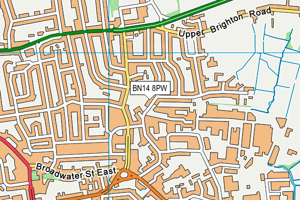BN14 8PW map - OS VectorMap District (Ordnance Survey)