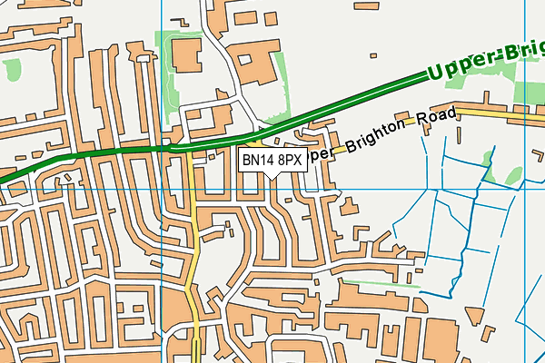 BN14 8PX map - OS VectorMap District (Ordnance Survey)